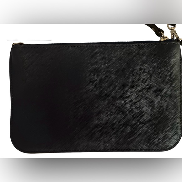 Kate Spade Women's Black Wristlet 8" Wallet Purse Cow Leather Gold Hardware - Picture 2 of 9